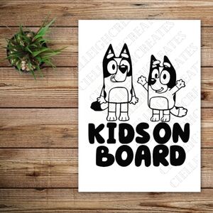 *2 for $20* Kids On Board Bluey Vinyl Decal Sticker Handcrafted